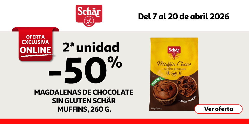 2ª Unid. al 50% - SCHÄR Magdalenas de chocolate