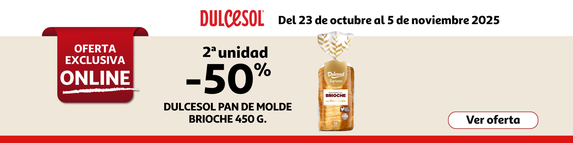2ª al 50% - DULCESOL Pan de molde brioche 450 g.