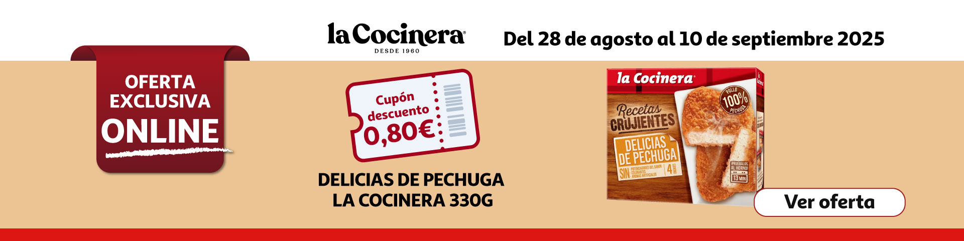 Cupón 0,80€ Delicias de pechuga La cocinera 330g