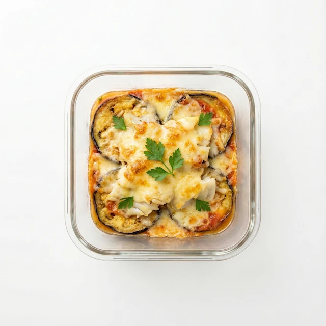 Parmigiana de berenjena y bacalao