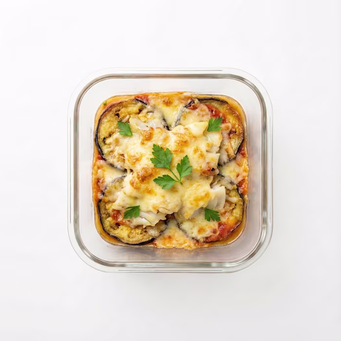 Parmigiana de berenjena y bacalao