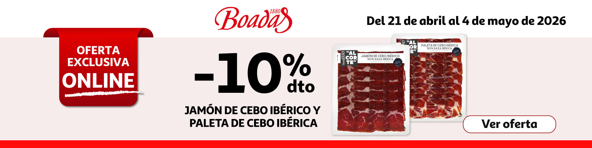 10% Dto. - Jamón y paleta Cebo Ibérico 50% BOADAS