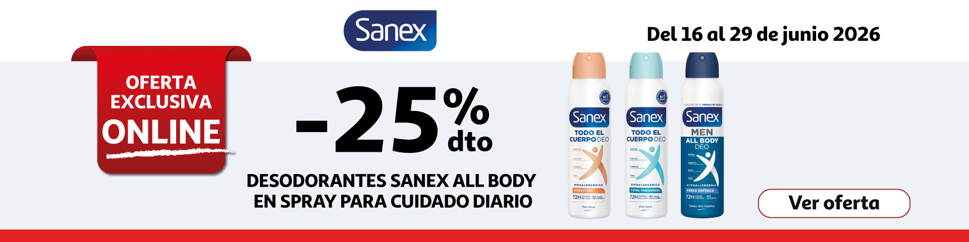 25% Dto. - Desodorantes Sanex spray 