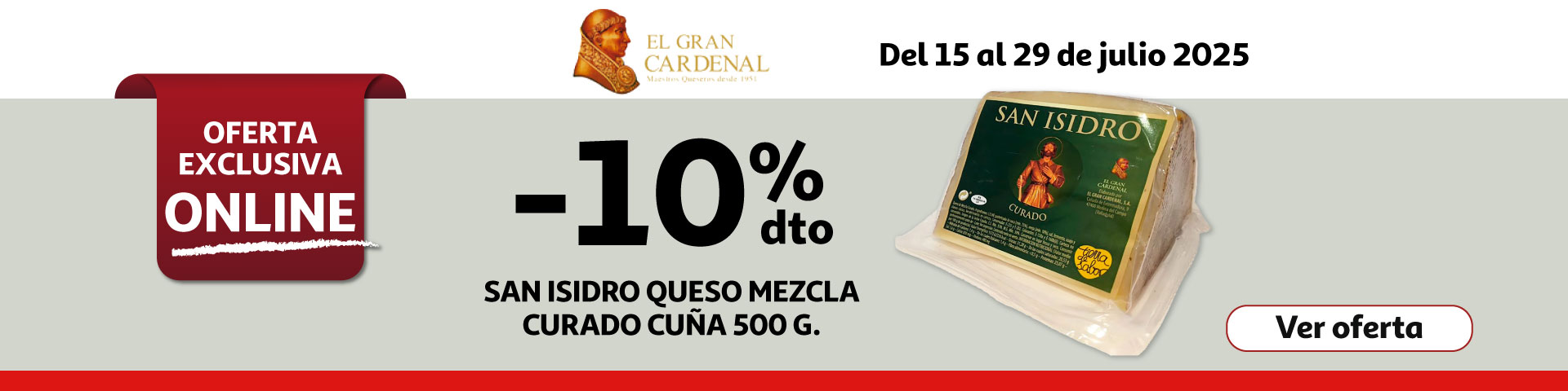 10% Dto. - SAN ISIDRO Queso mezcla curado cuña 500 g.