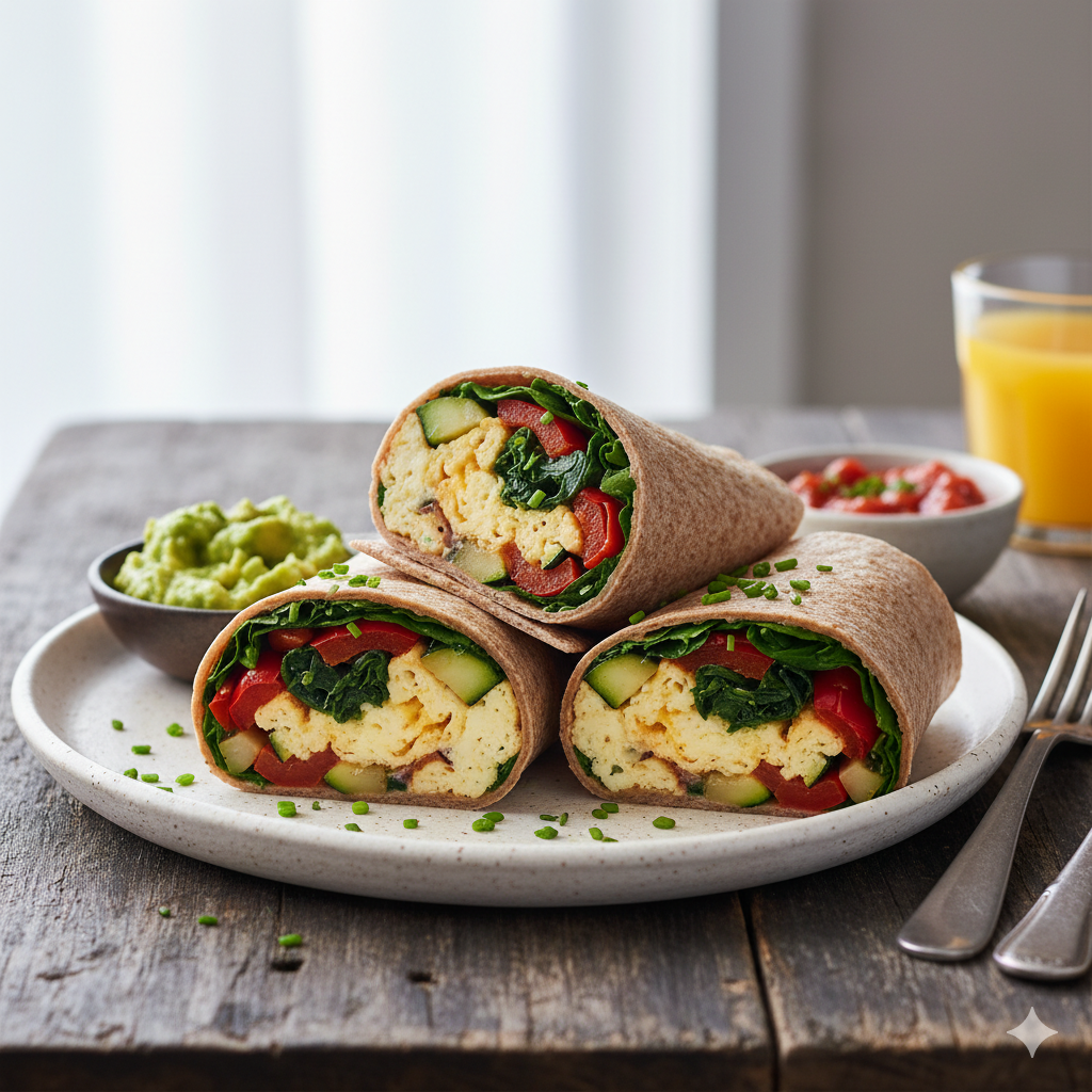 Wraps integrales de huevo y vegetales