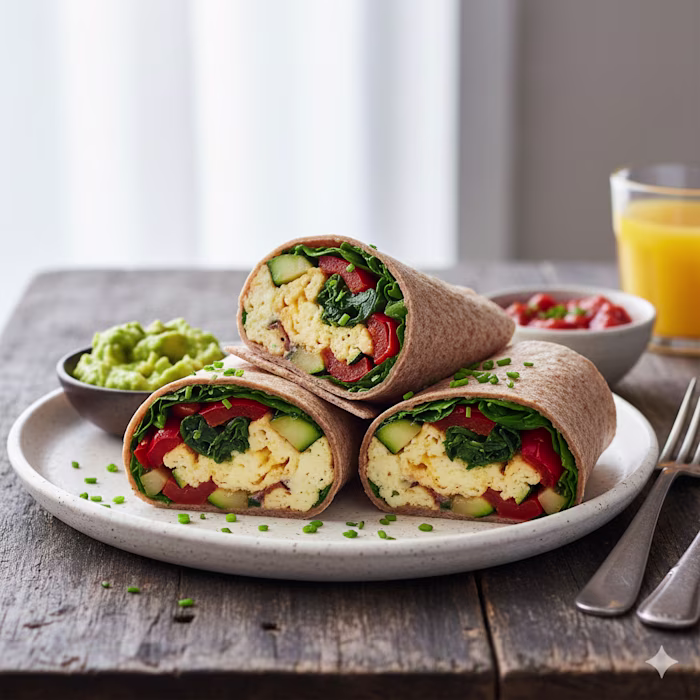 Wraps integrales de huevo y vegetales