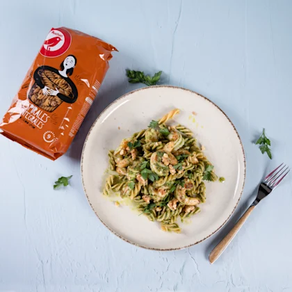 Pasta con langostinos