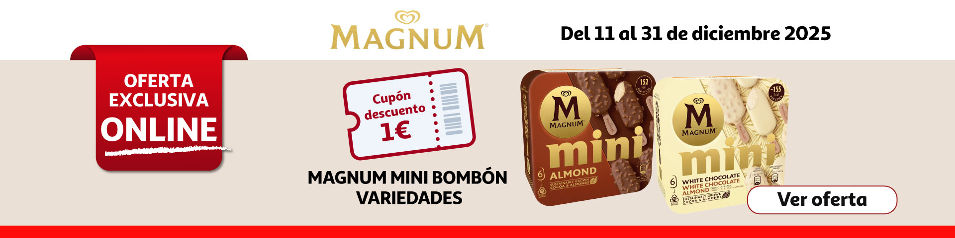 Cupón 1€ -  MAGNUM MINI Helados
