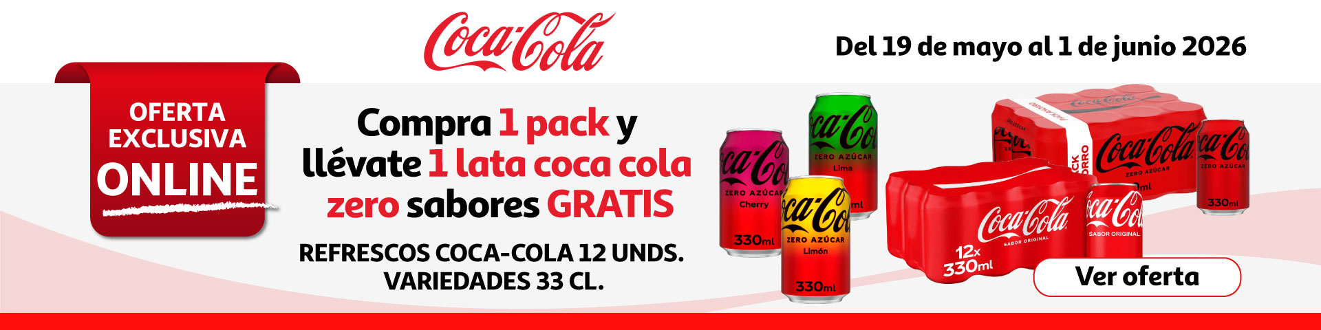 Compra 1 pack y llévate 1 lata GRATIS - Coca-Cola 
