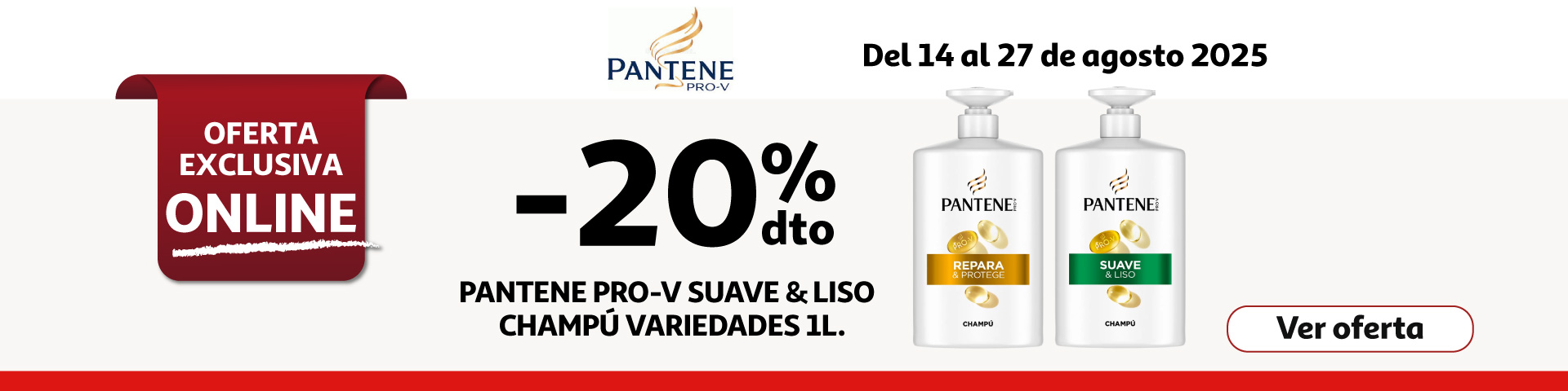 20% Dto. - Champús PANTENE Pro-v suave & liso