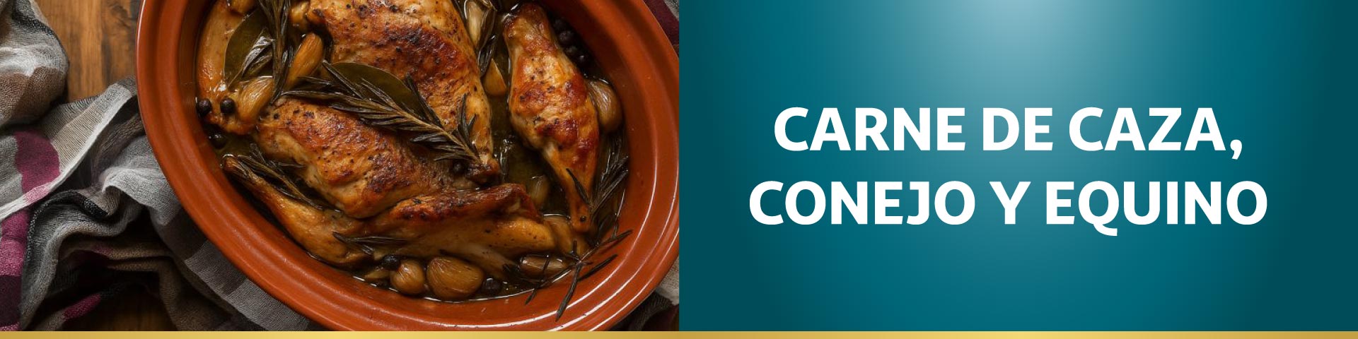 Carne de caza, conejo y equino