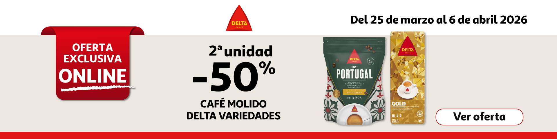 2ª Unid. al 50% - Café molido Delta: Portugal o Natural Gold