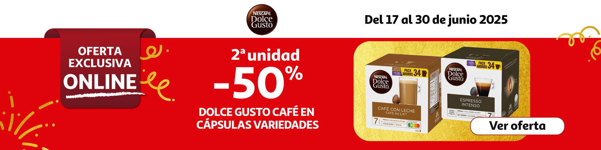 2ª al 50% - Café Cápsulas DOLCE GUSTO