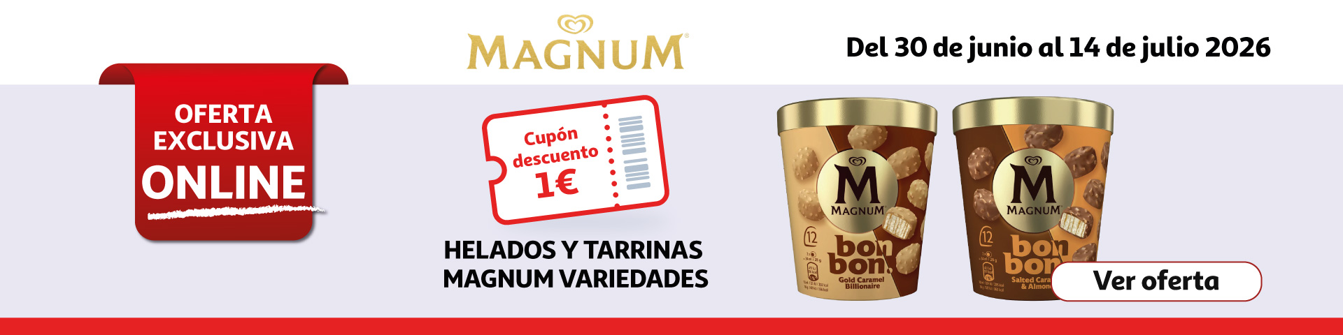 Cupón 1€ - Helados y tarrinas Magnum
