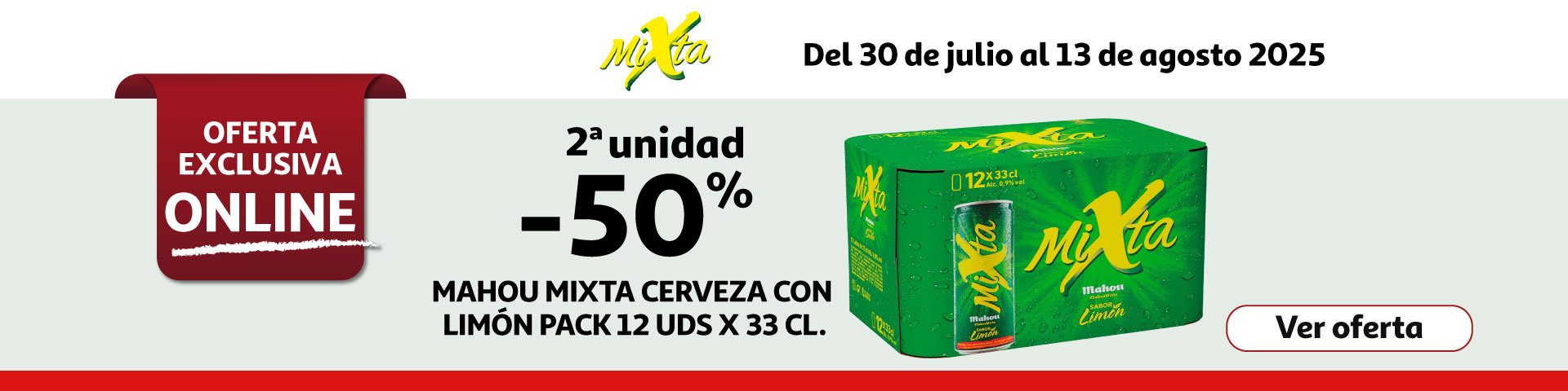 2ª al 50% - MAHOU MIXTA Cerveza con limón 