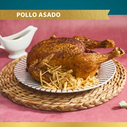 Pollo asado a la provenzal con chips de patata aromatizadas