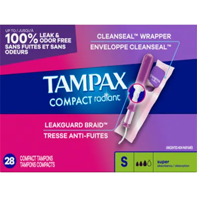 Tampax  Compact Radiant, S, emballage de tampons