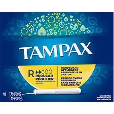 Tampax Carton Régulier, emballage de 40 tampons
