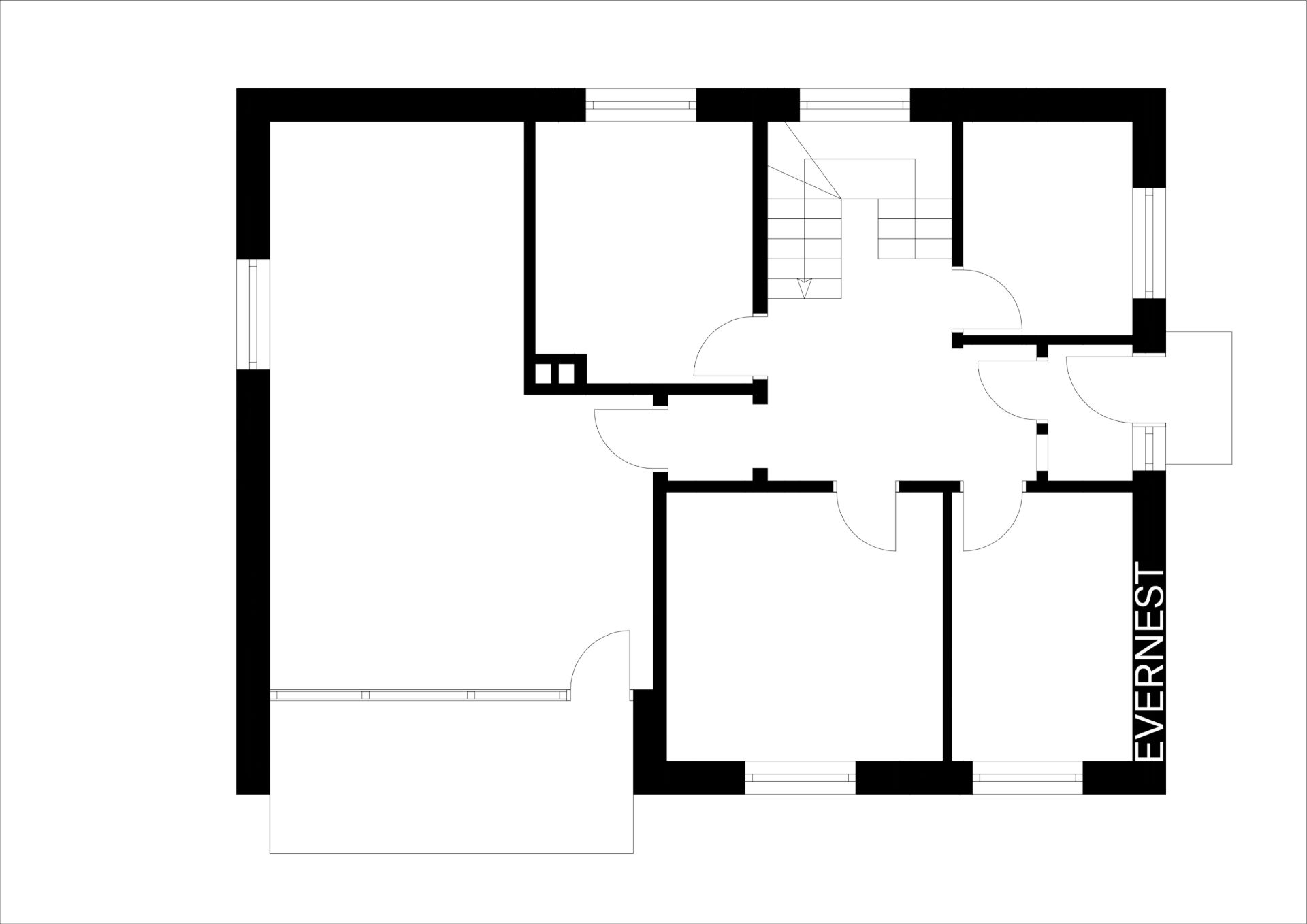 Grundriss einer Wohnung mit mehreren Zimmern und Fluren.