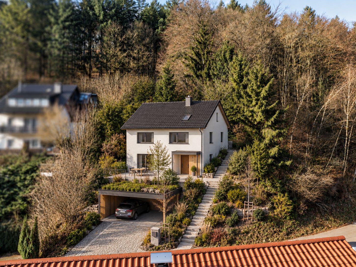 Hausbeispiel mit Carport