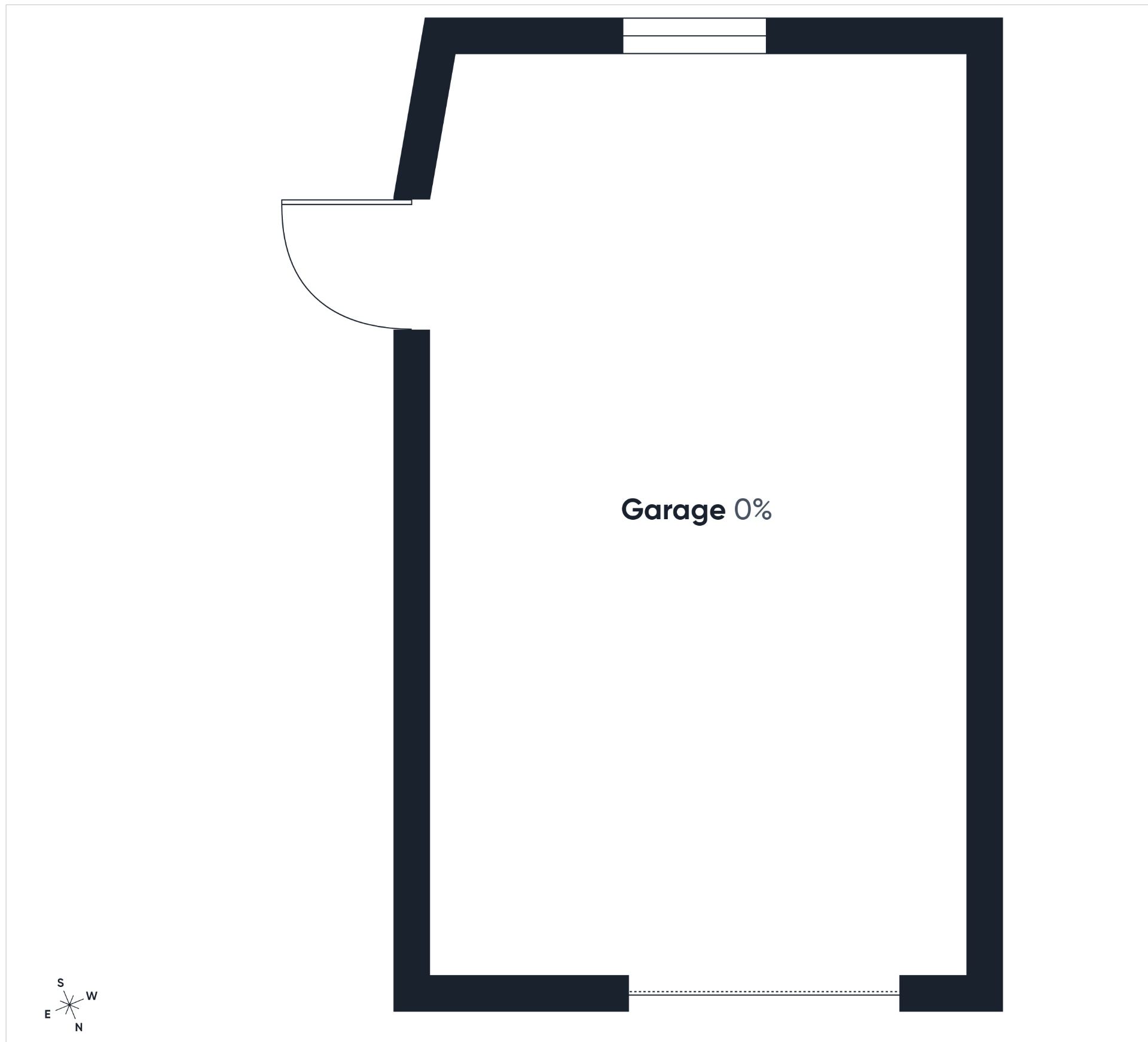 Grundriss einer rechteckigen Garage mit einer Tür links oben.