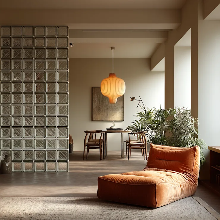 Helles Wohnzimmer mit Sofa, Sesseln, Couchtisch, Pflanzen und großem Fenster.