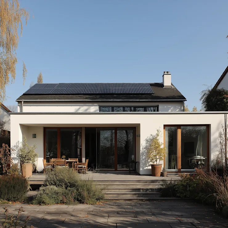 Heizungsregler, Euroscheine und Münzen, Tablet mit Energieeffizienzskala, Ausschnitt eines Grundrisses.