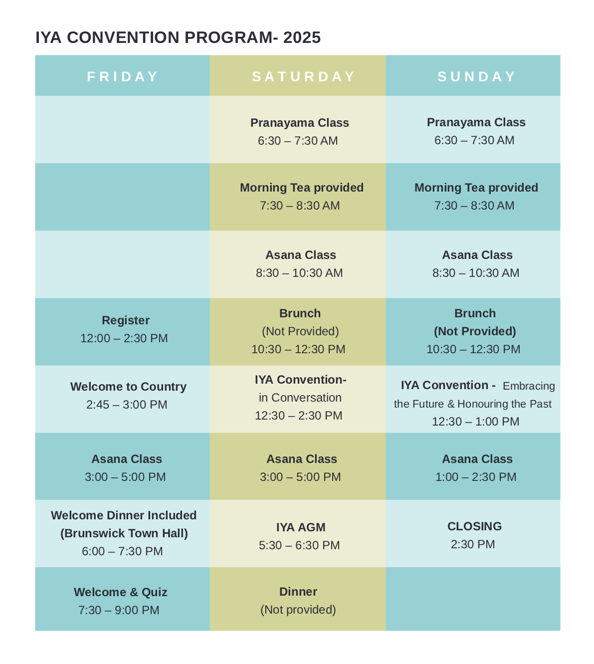 Media - Convention Timetable 2025