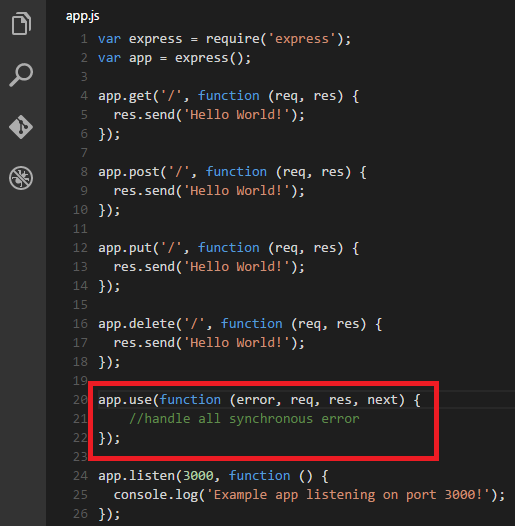 Express Appjs File With Sync Error