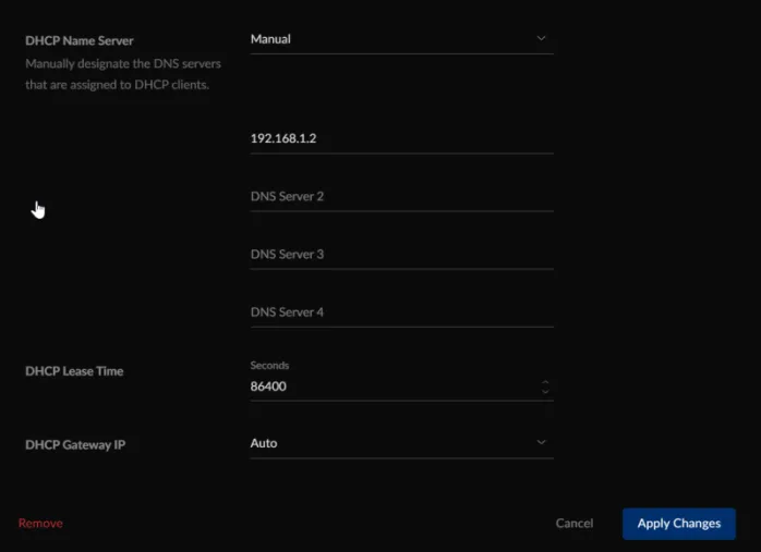 DNS settings for network