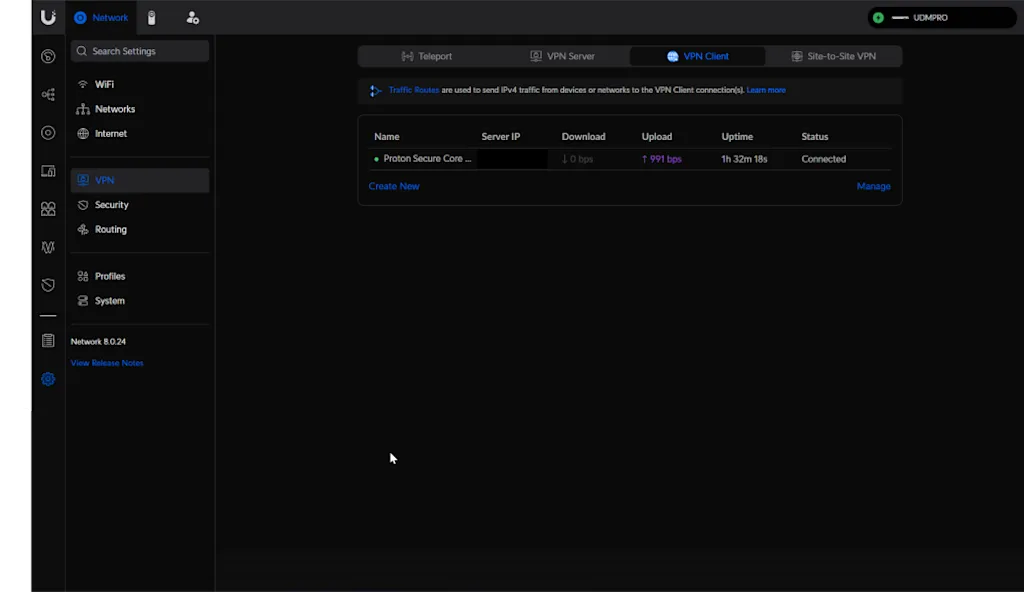 Unifi VPN Client Connected