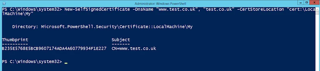 New Certificate Command