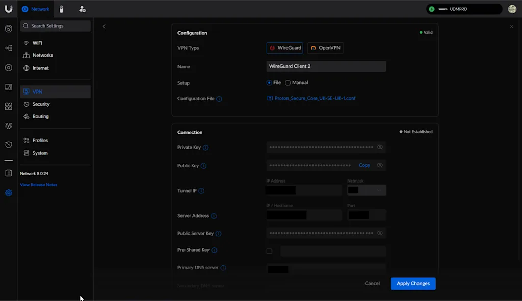 Unifi VPN Client Config Upload