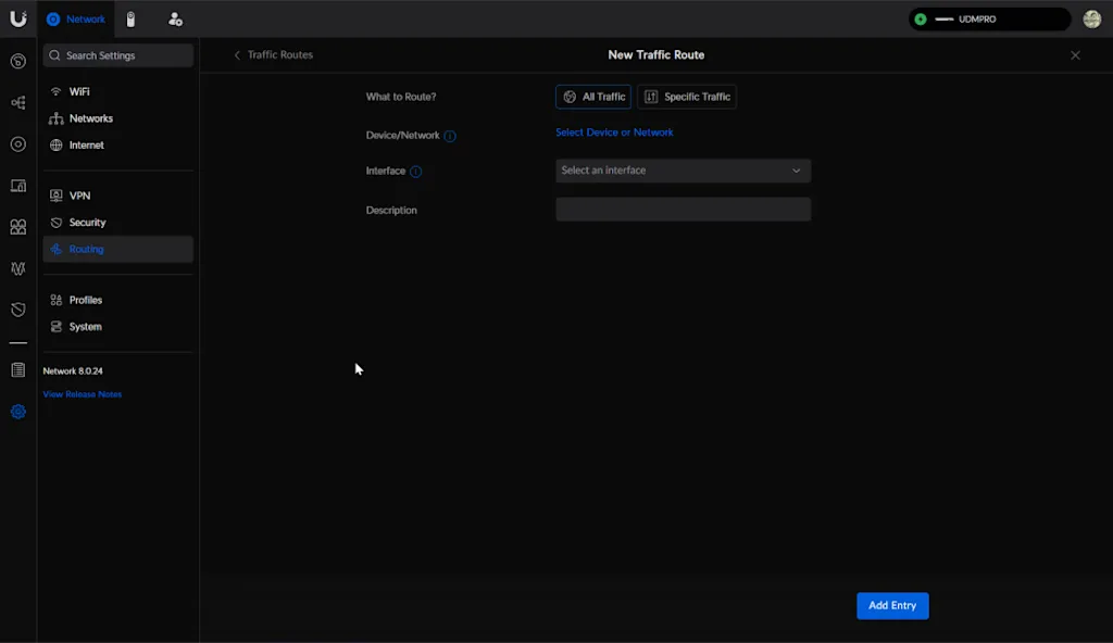 Unifi Routing Page