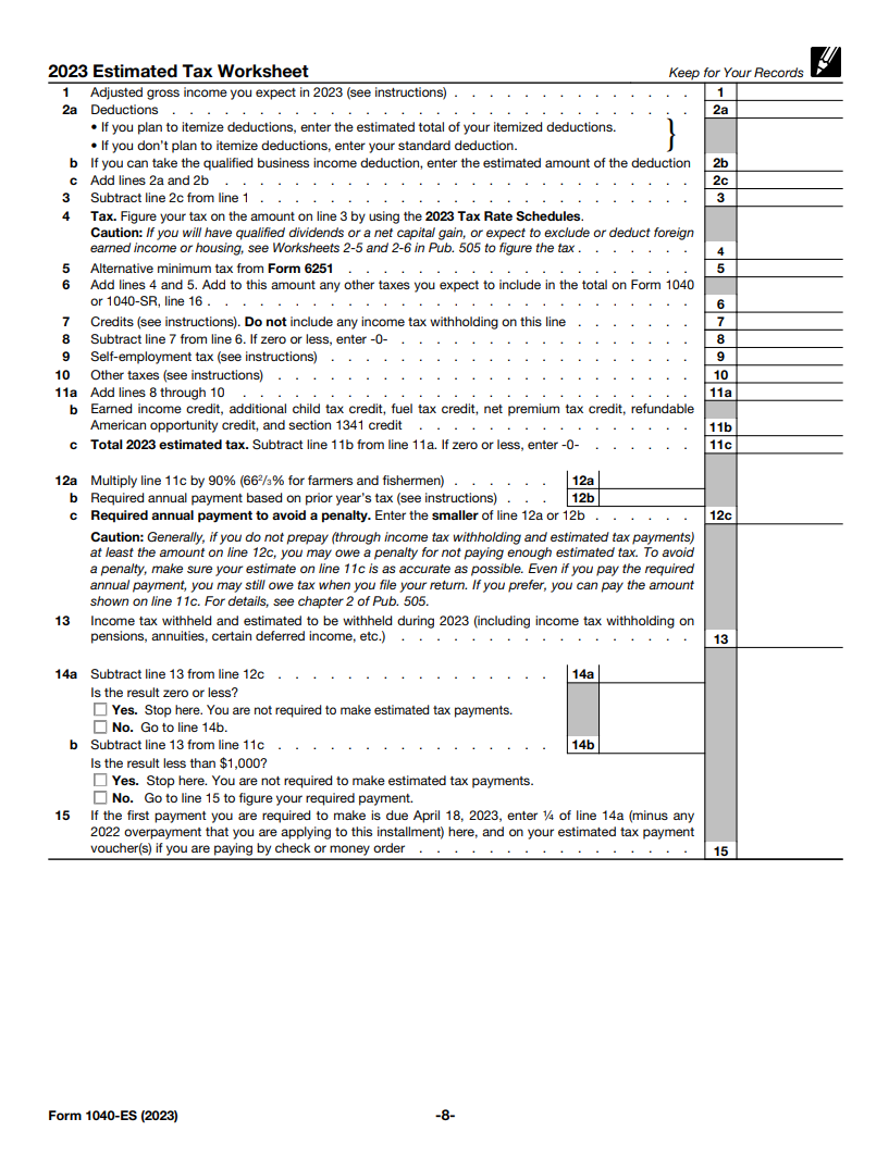 What is IRS Form 1040ES? (Guide to Estimated Tax) Bench