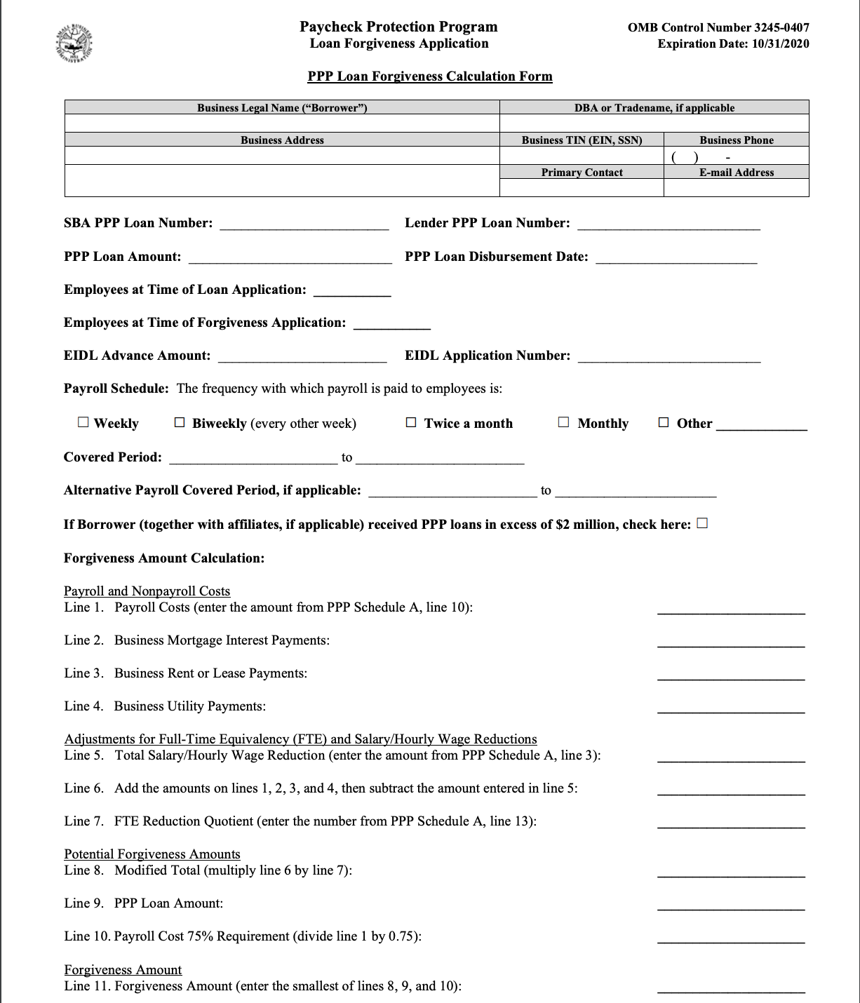 How To Fill Out Your Ppp Forgiveness Application Form Bench Accounting 