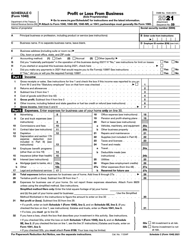 how to fill out a schedule c tax form