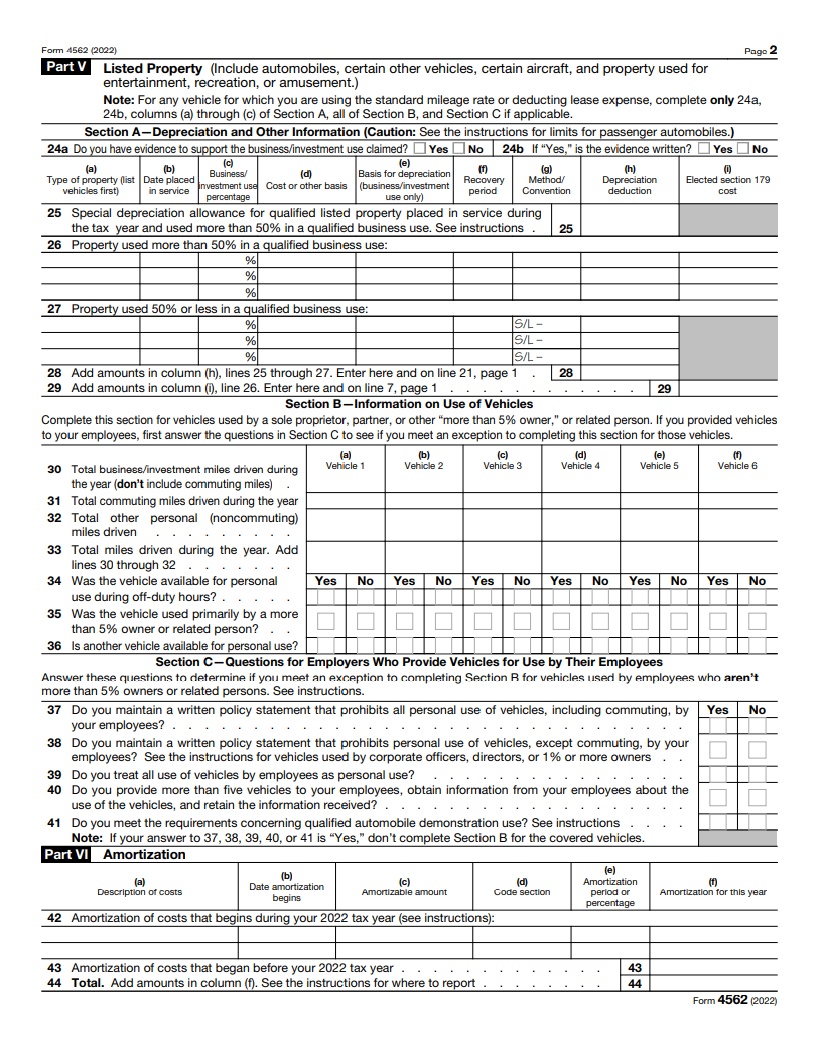 2022 Form 4562 page 2