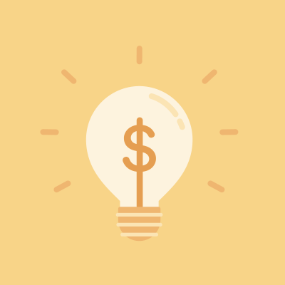 Yellow dollar sign in lightbulb on yellow background