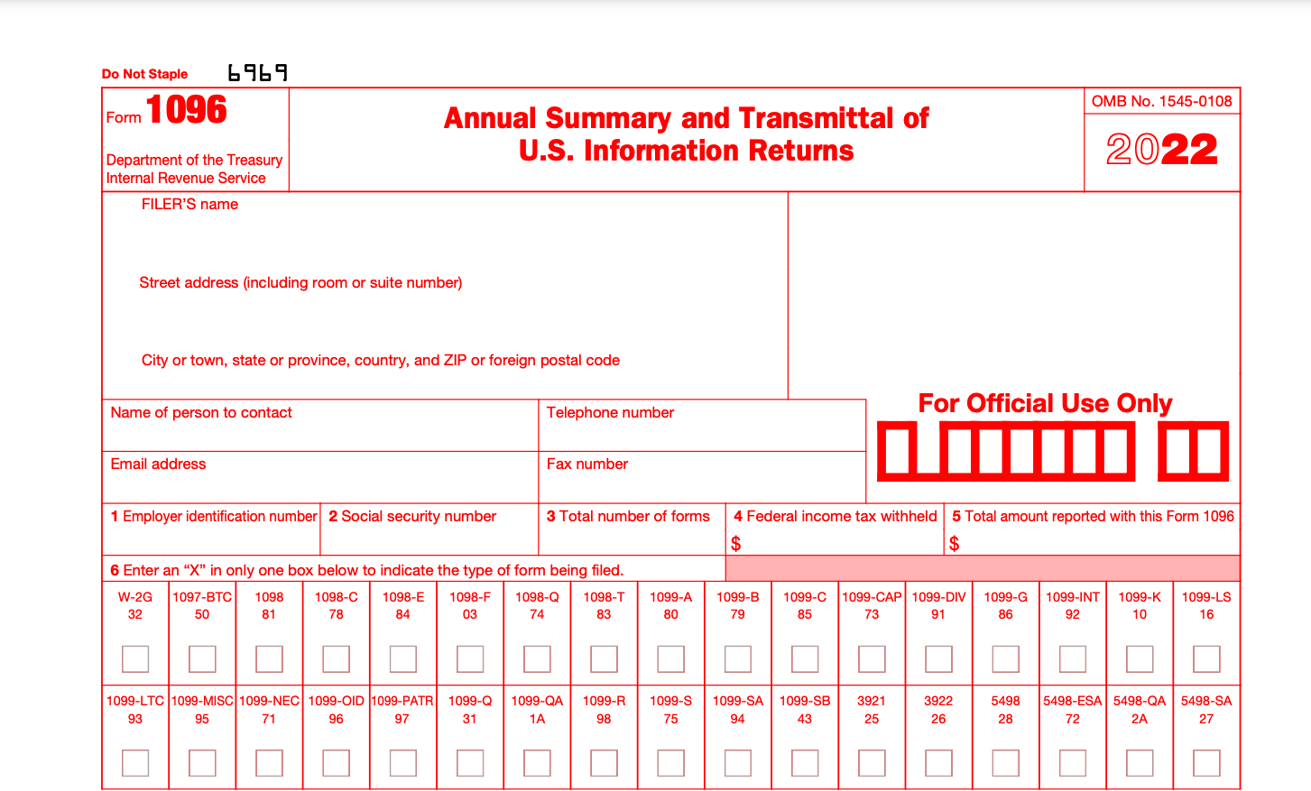 2023 Form 1096 Printable Forms Free Online