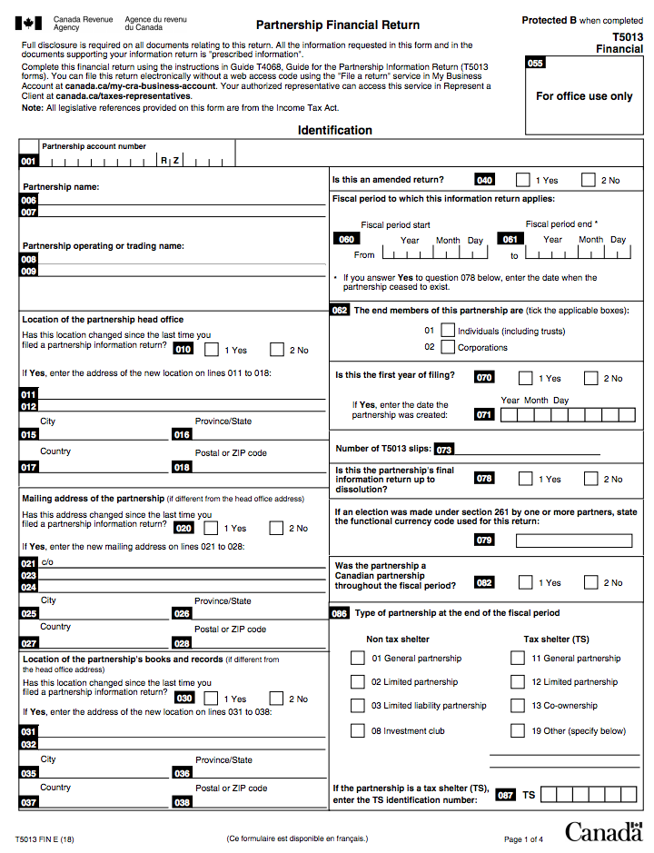 income tax form canada T1: A Simple Guide to Canadian Partnership Tax Forms  Bench