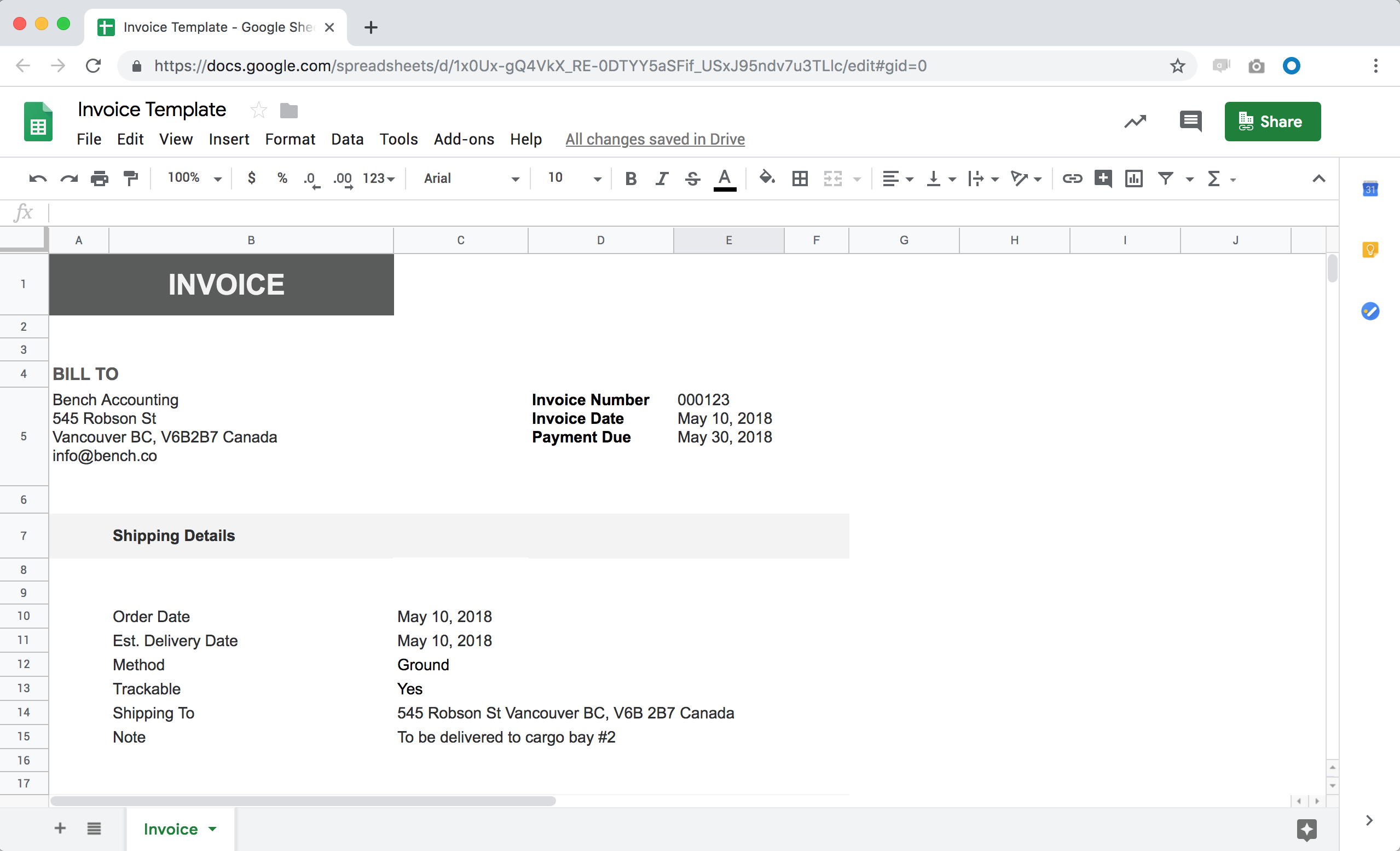 simple invoice template google sheets