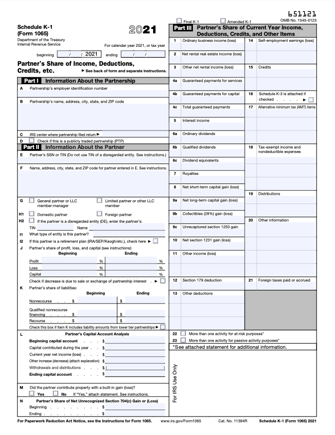 k1 tax form 2020
