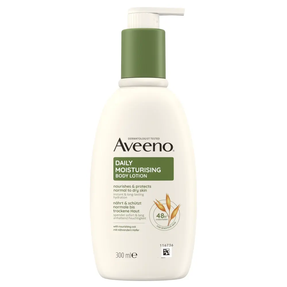 Aveeno® Daily Moisturising Body Lotion, ongeparfumeerd,  met kalmerende haver, reinigt zacht, voedt de normale tot droge huid
