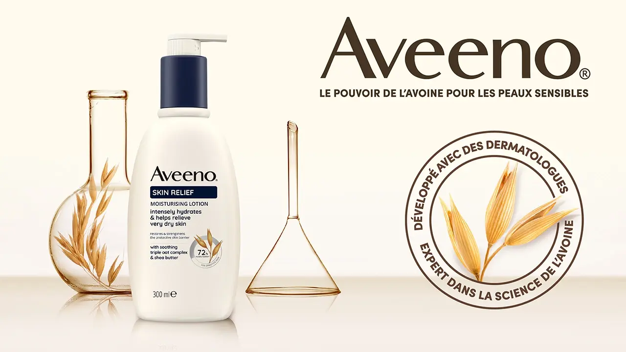Aveeno® Skin Relief Gamme de produits de soin de la peau - Aveeno® Skin Relief Body Lotion hydratante, Aveeno® Skin Relief Huile corporelle spray, Aveeno® Skin Relief Crème hydratante pour les mains, Aveeno® Skin Relief Gel nettoyant hydratant - Aveeno® S