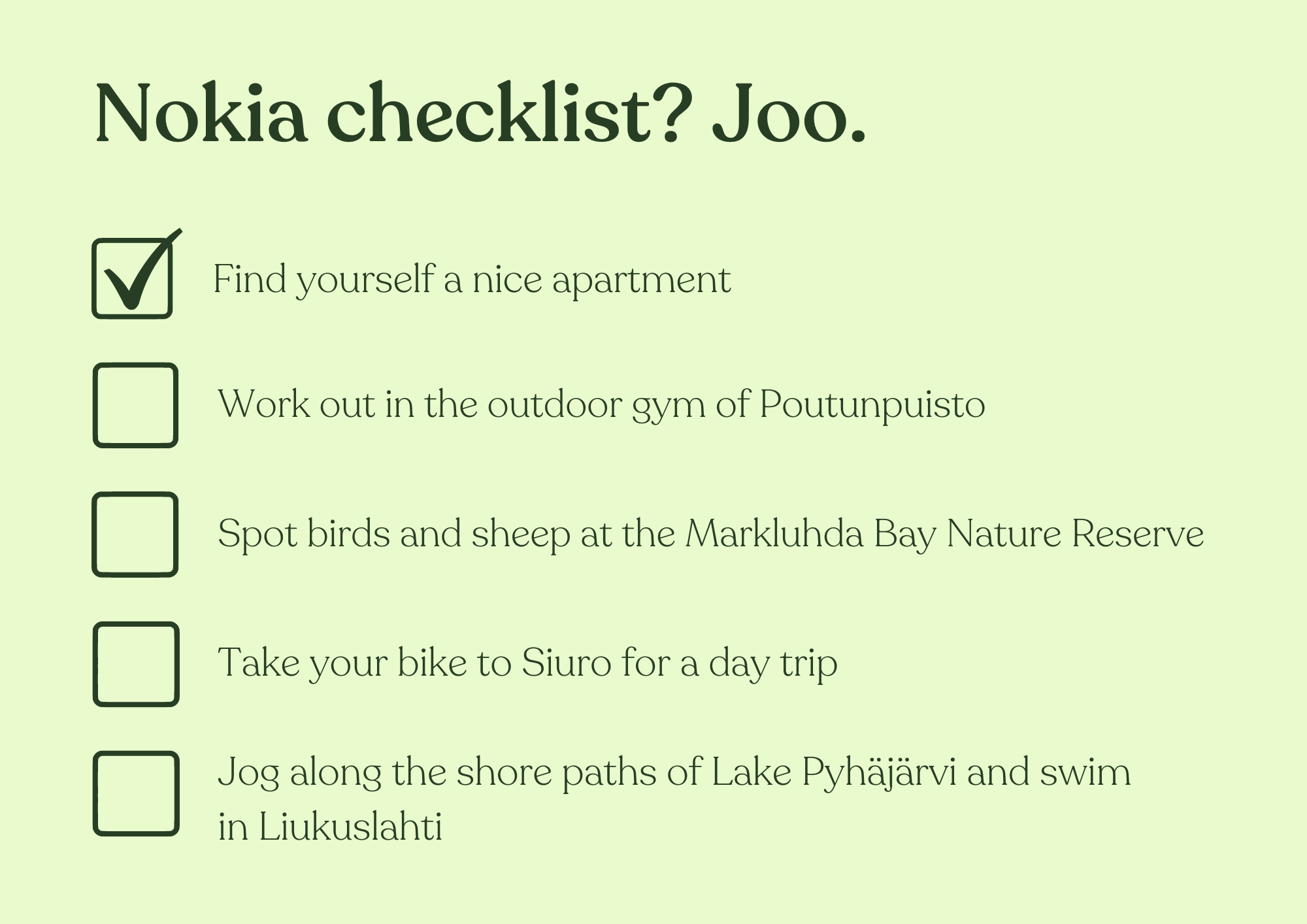 Nokia checklist