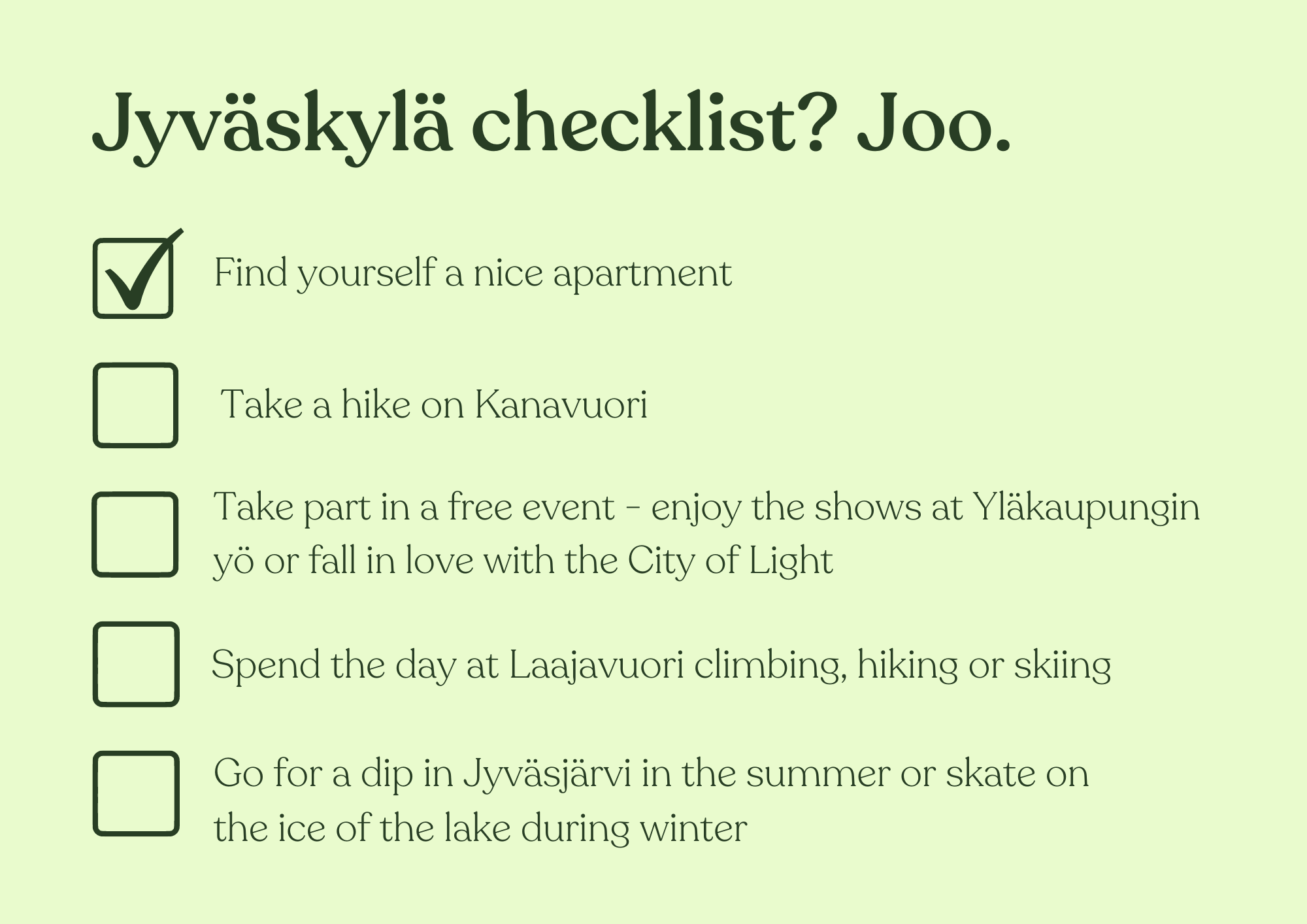 Jyväskylä checklist EN