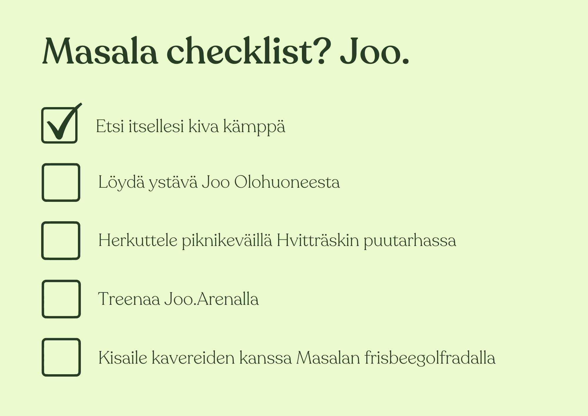 Masala checklist