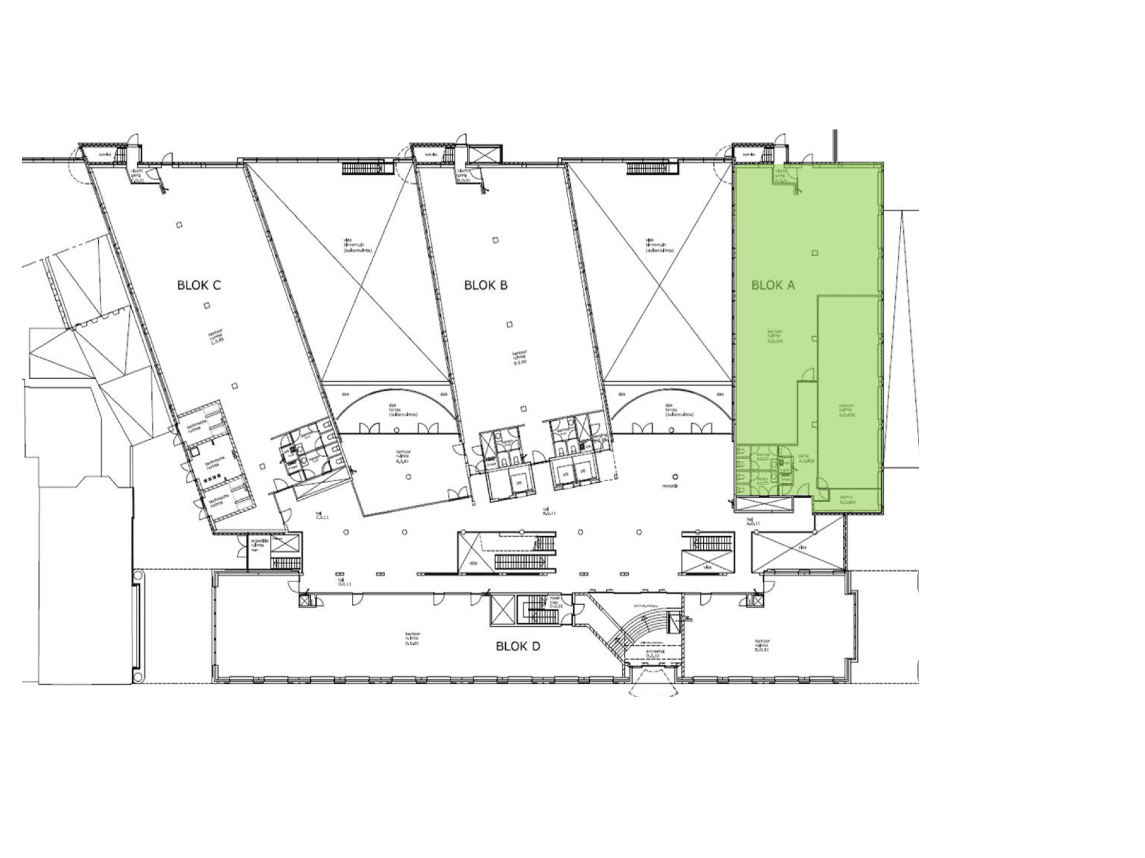 plan of office with block a highlighted