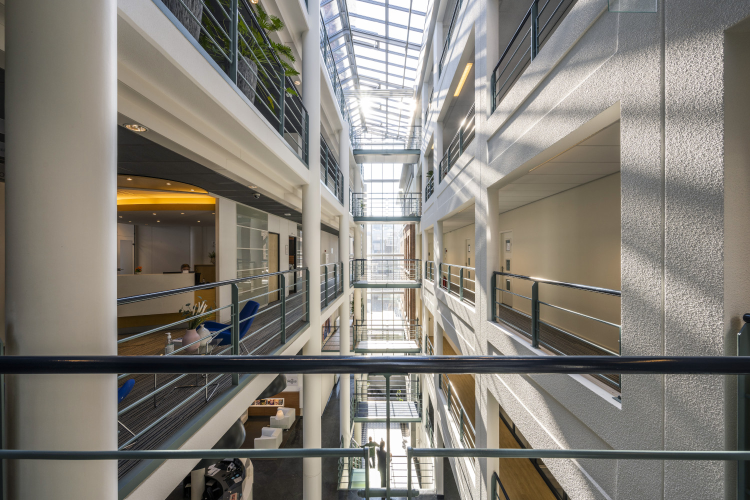 a view of a building from the second floor